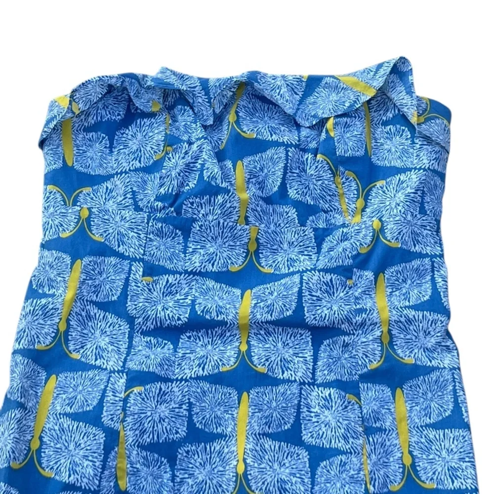 Lilly Pulitzer Franco butterfly blue yellow strapless ruffle mini dress Y2K - Picture 5 of 12